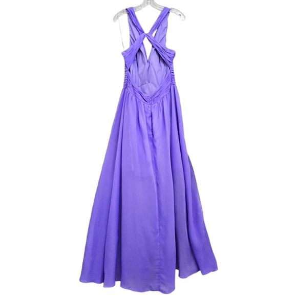 Nwot Hailey by Adrianna Papell Lilac Ruched Emperor Waist Chiffon High Low Gown - Picture 4 of 16